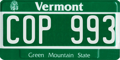 VT license plate COP993