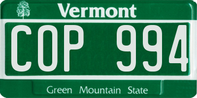 VT license plate COP994
