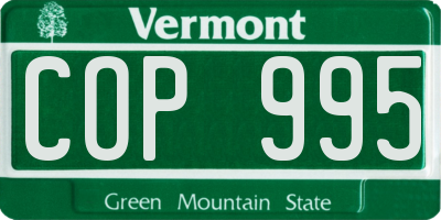 VT license plate COP995