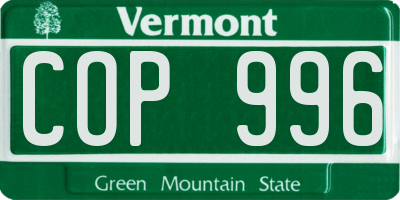 VT license plate COP996