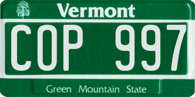 VT license plate COP997