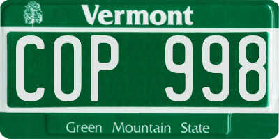 VT license plate COP998