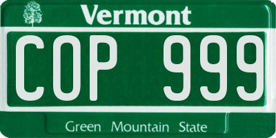VT license plate COP999