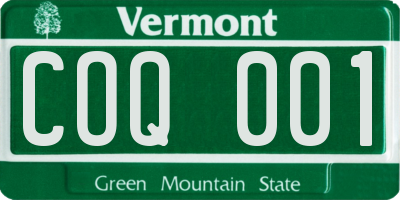 VT license plate COQ001