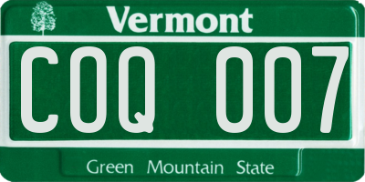 VT license plate COQ007