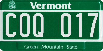 VT license plate COQ017