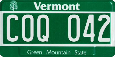 VT license plate COQ042