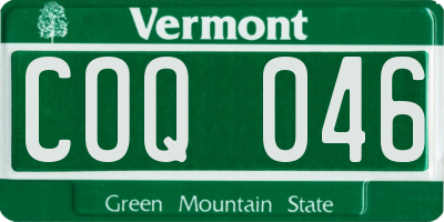 VT license plate COQ046