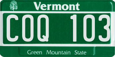 VT license plate COQ103