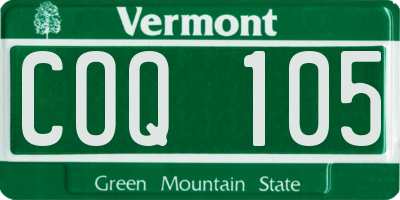 VT license plate COQ105