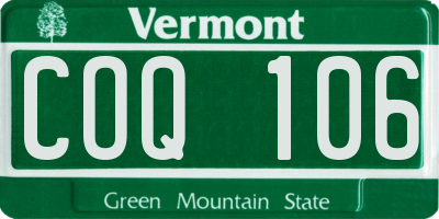 VT license plate COQ106