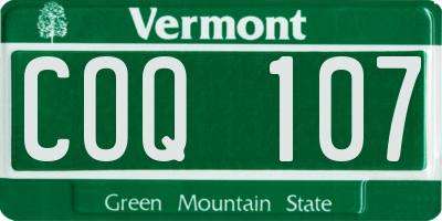 VT license plate COQ107