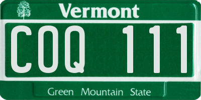 VT license plate COQ111