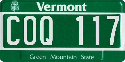 VT license plate COQ117