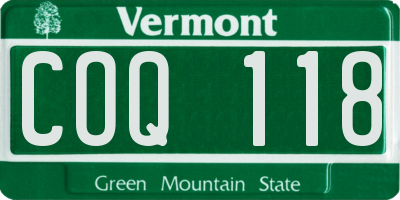 VT license plate COQ118