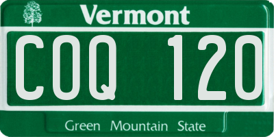 VT license plate COQ120