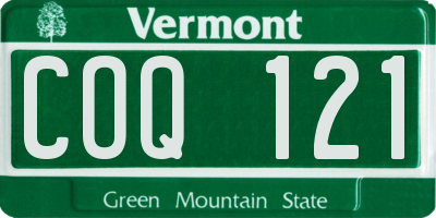 VT license plate COQ121