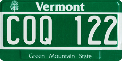 VT license plate COQ122
