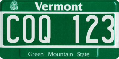 VT license plate COQ123