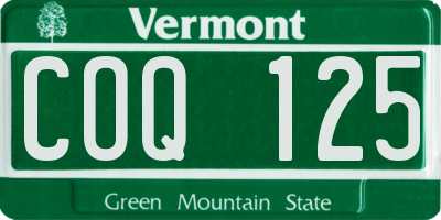VT license plate COQ125