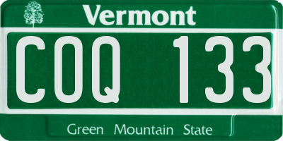 VT license plate COQ133