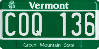 VT license plate COQ136