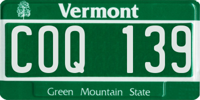 VT license plate COQ139