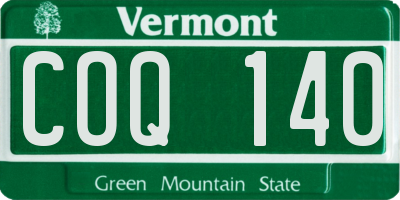 VT license plate COQ140