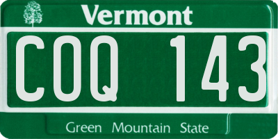 VT license plate COQ143