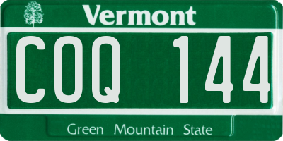 VT license plate COQ144