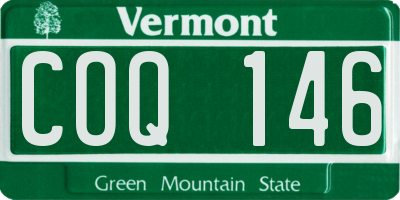 VT license plate COQ146