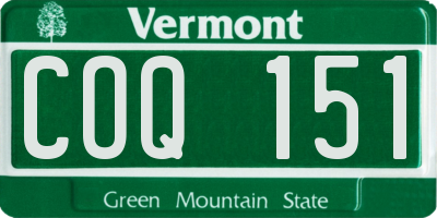 VT license plate COQ151