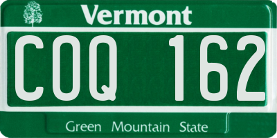 VT license plate COQ162