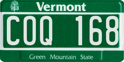 VT license plate COQ168