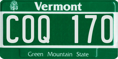 VT license plate COQ170