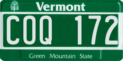 VT license plate COQ172