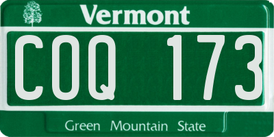 VT license plate COQ173