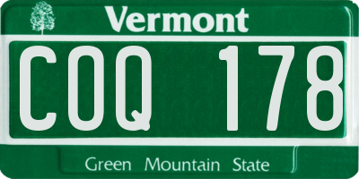 VT license plate COQ178