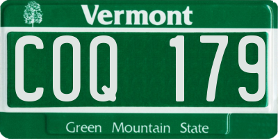 VT license plate COQ179