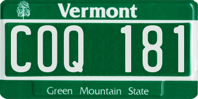 VT license plate COQ181