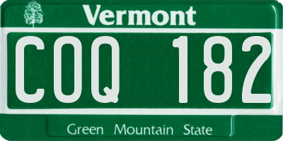 VT license plate COQ182