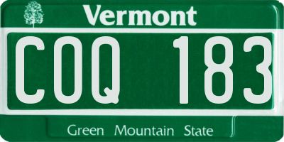 VT license plate COQ183