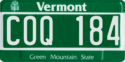 VT license plate COQ184