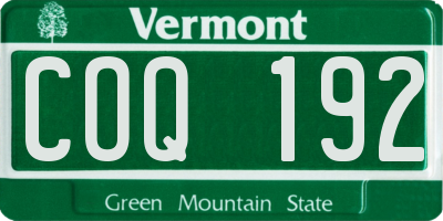 VT license plate COQ192