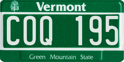 VT license plate COQ195