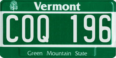 VT license plate COQ196