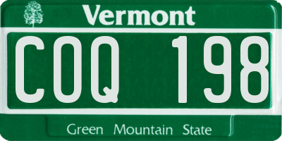 VT license plate COQ198