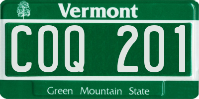 VT license plate COQ201