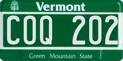 VT license plate COQ202