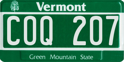 VT license plate COQ207
